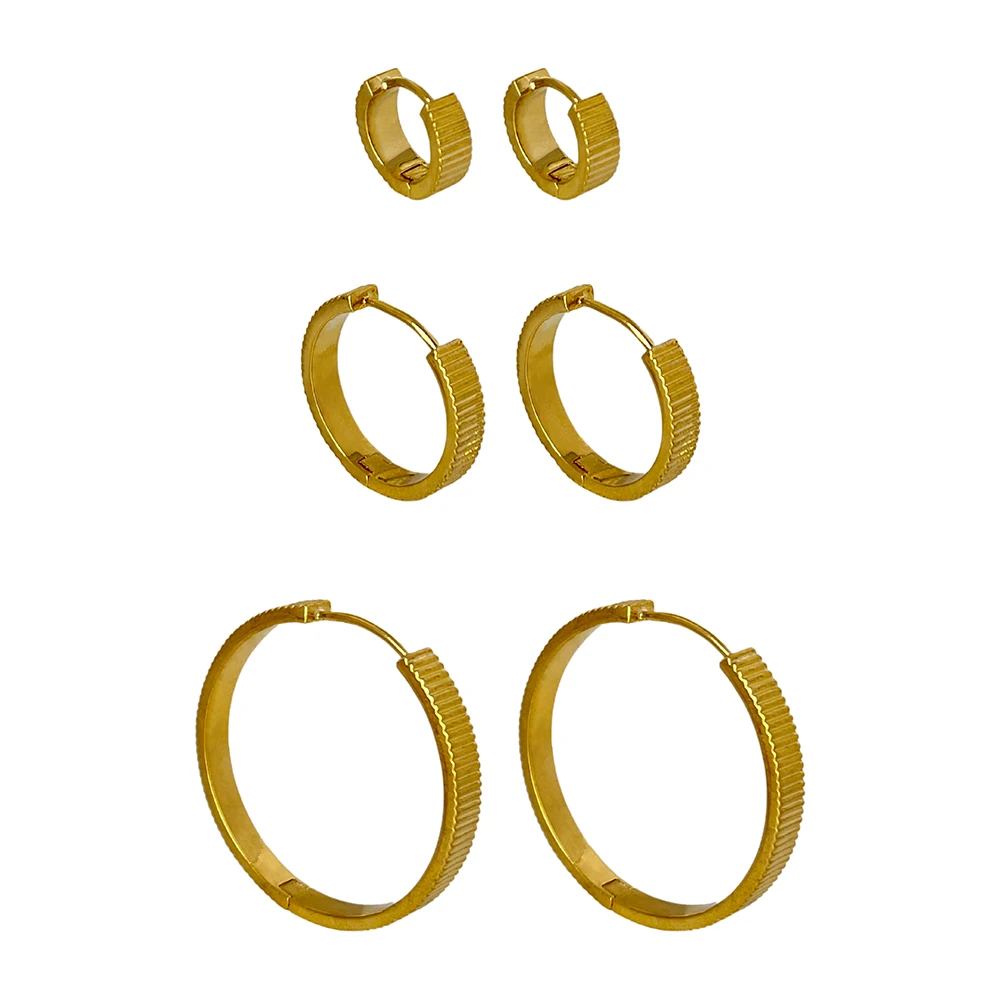 

Peri'sBox 3 Sizes Glossy Gold Silver Color Textured Hoop Earrings for Women Round Circle Huggie Earring Minimalist Jewelry