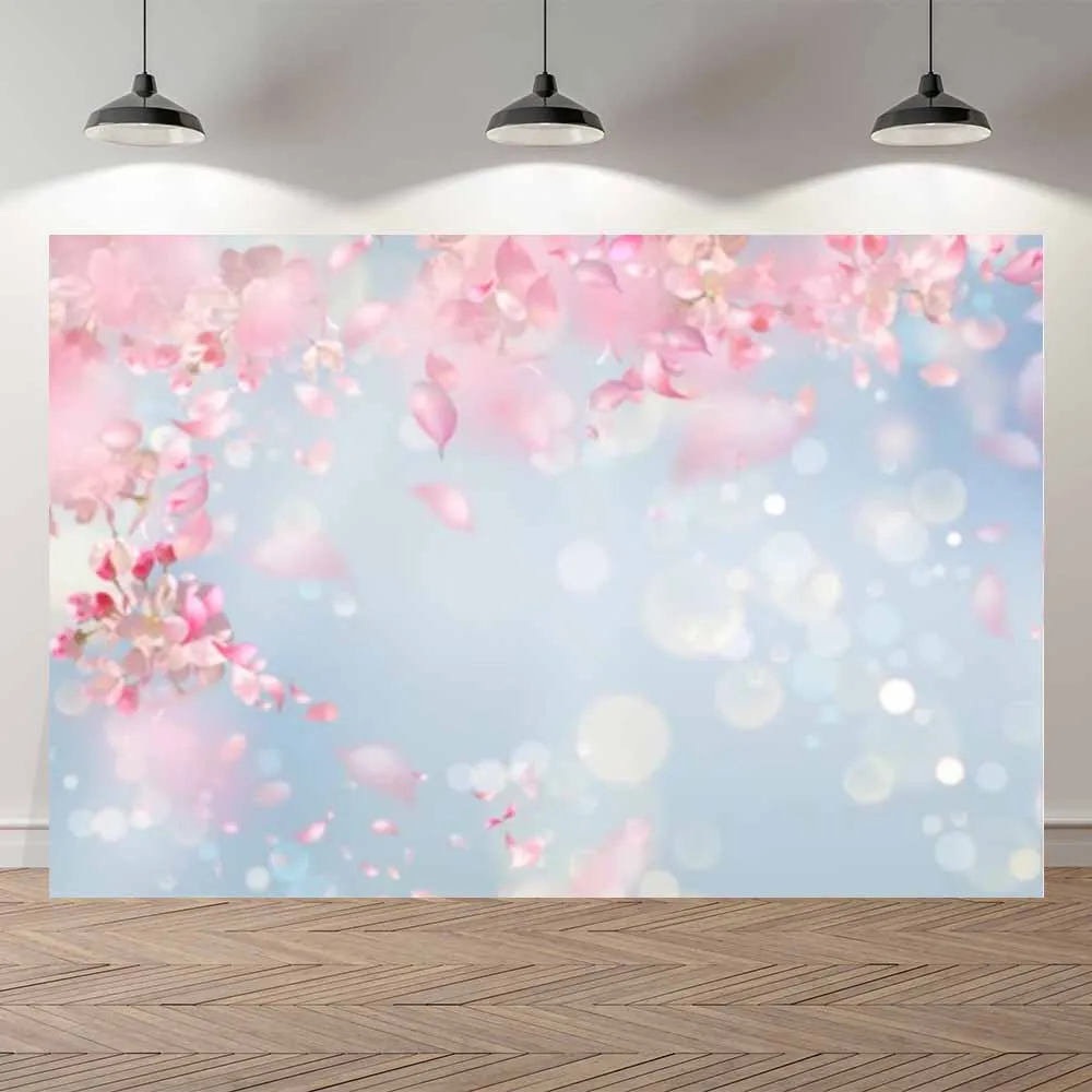 

NeoBack Thin Vinyl Spring Floral Petals Sky Bokeh Baby Kids Portrait Birthday Photography Backdrop Photo Photocall Banner