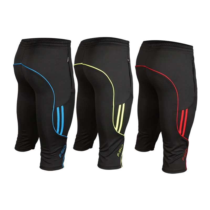 Мужские 3/4 шорты, новые футбольные штаны, тонкие спортивные штаны для пробежек, мужские тренировочные брюки для пробежки, футбольные мужские 3/4 штаны для тренировок по футболу