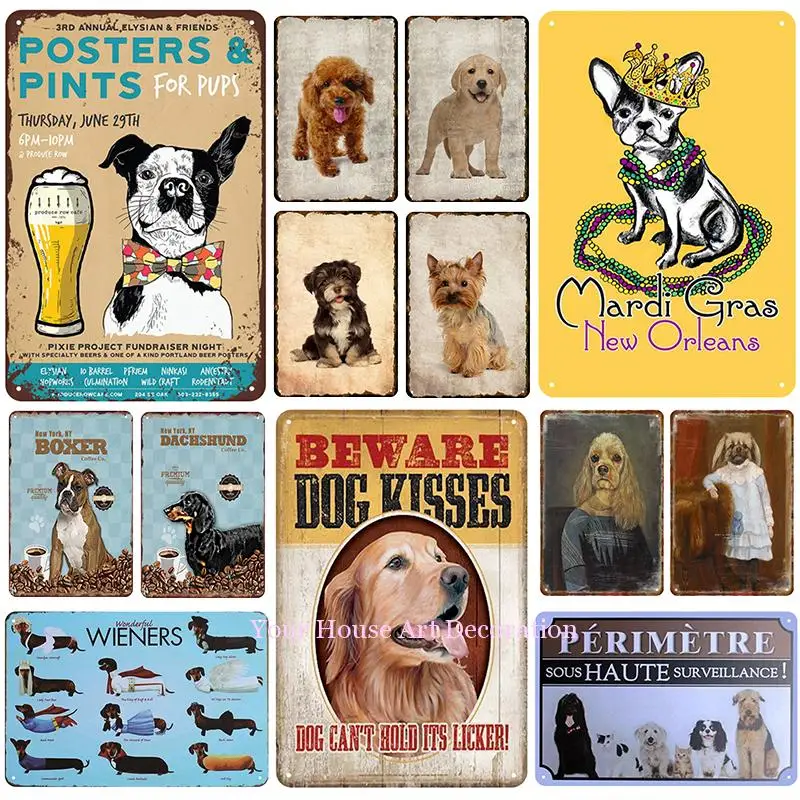 Металлическая табличка для собак винтажная жестяная вывеска металлическая