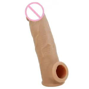 Soft Silicone Reusable Condoms Dick Extender Penis Enlargers Penis Sleeve Male Cock Sheath Sex Toys for Men Retarded Ejaculation