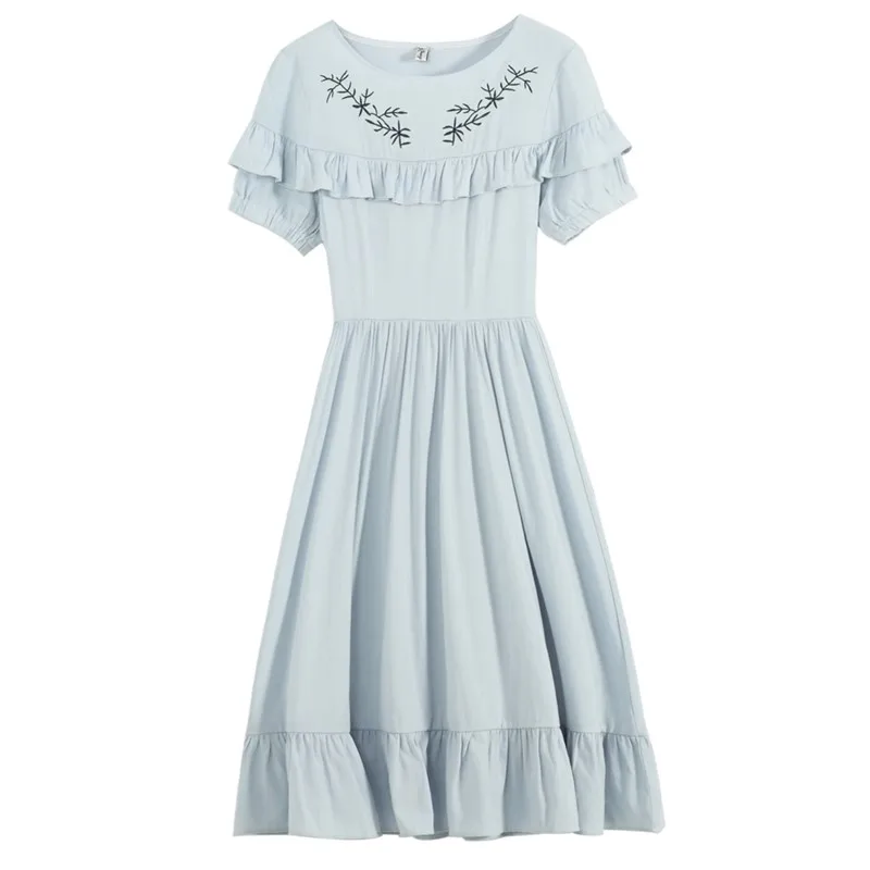 Летнее женское платье повседневное Хлопковое платье-рубашка с кукольным