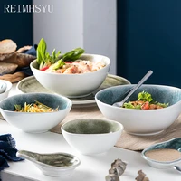 1pc relmhsyu japanese style retro ceramic rice noodle soup large fruit salad dessert dinner bowl household tableware