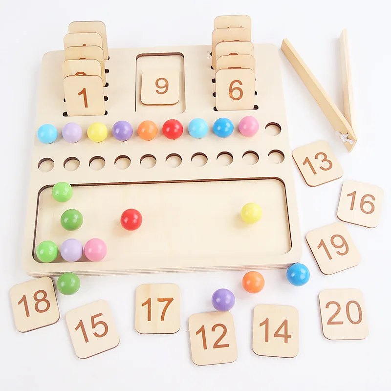 

Kids Learning Math Toy Education Game Montessori Wooden Counting Board Beads Tray Number Calculation Toy Preschool Teaching Aids