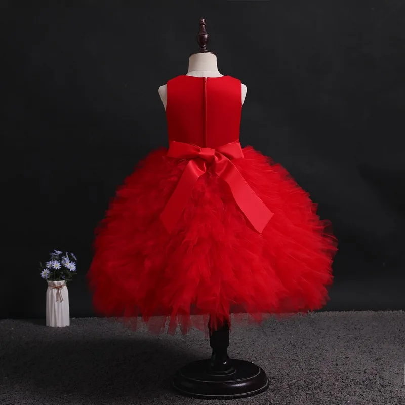 

New children's clothing girls long lace flower banquet dress elegant prom dress children's clothing girls princess wedding child