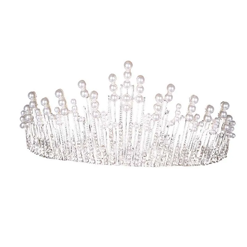 Блестящие диадемы для девочек в стиле барокко жемчужная Корона свадебные