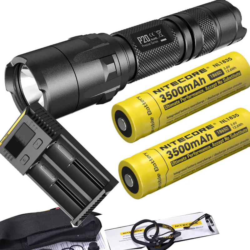 Тактическая вспышка NITECORE P20 фонарь CREE XM-L2 max 800 люмен двойной переключатель задний