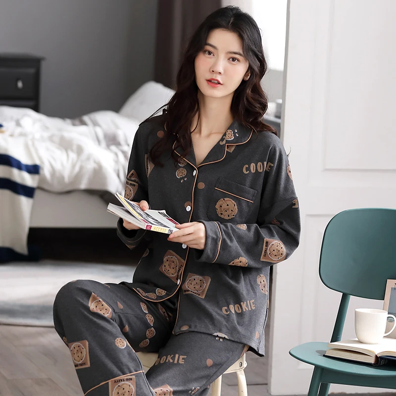 Пижама женская BZEL из хлопка с принтом печенья мягкая размер XXXL 2020 | Женская одежда