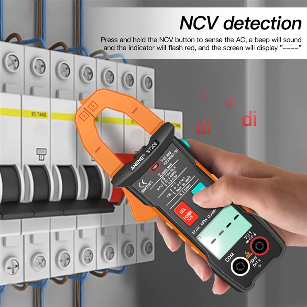 Цифровой мультиметр-зажим ST206 True RMS электрический портативный измеритель