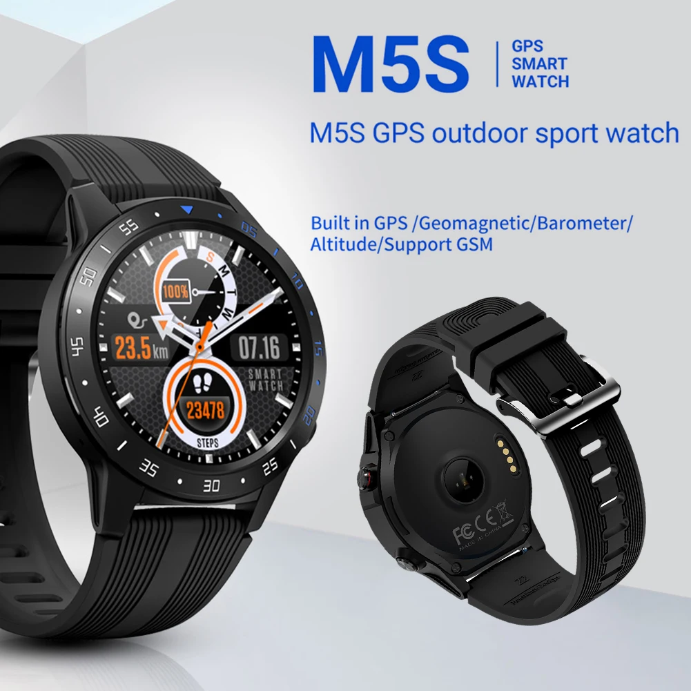 

M5S Smart Watch Full Circle Heart Rate Blood Pressure Compass GPS Multi-sports Mode Card Waterproof Sports Watch Smartwatch
