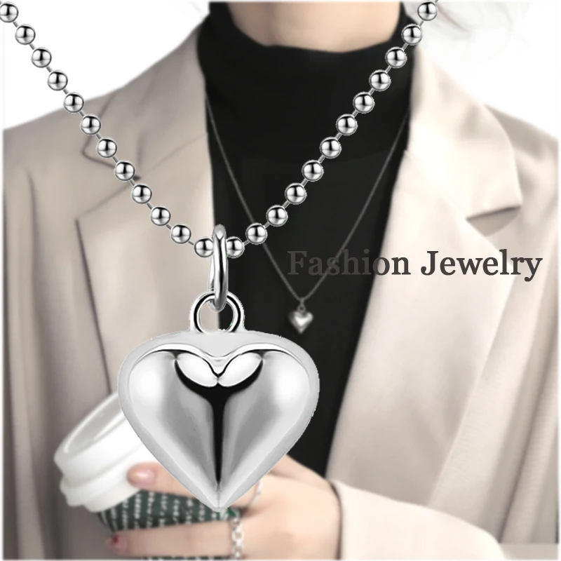 

Love Heart Necklace for Women Wedding Jewelry Long Necklaces Statement Jewelry Stainless Steel Pendant Neck Chain Choker Gift