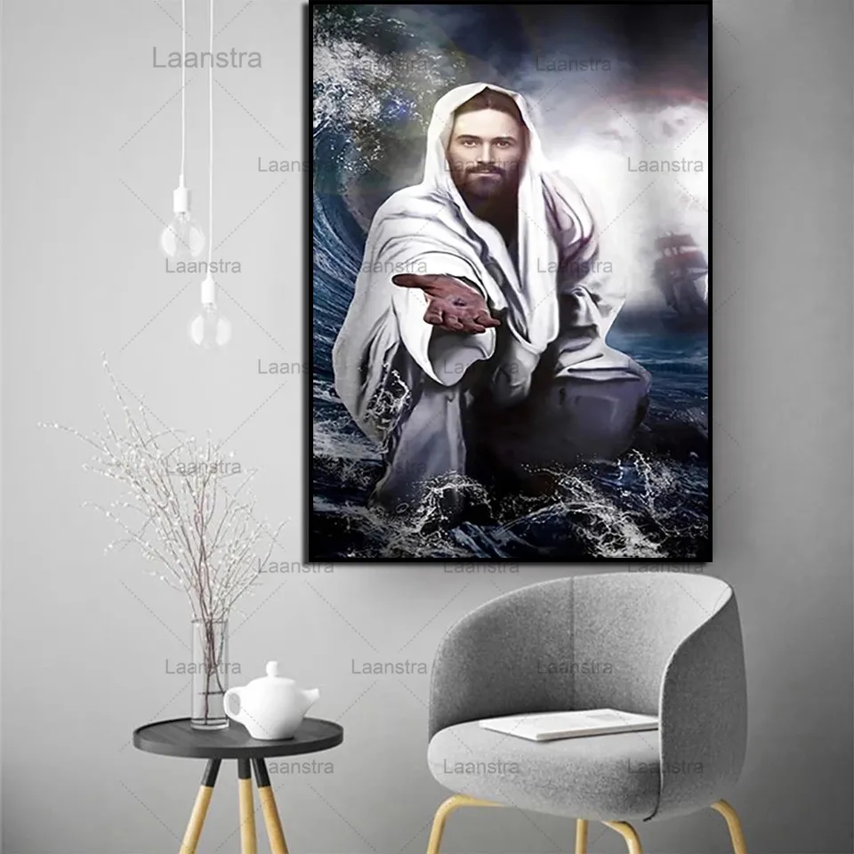 

Jesus Heart Religious Painting Art Print Canvas Nordic Posters and Wall Pictures Frameless Home Decor