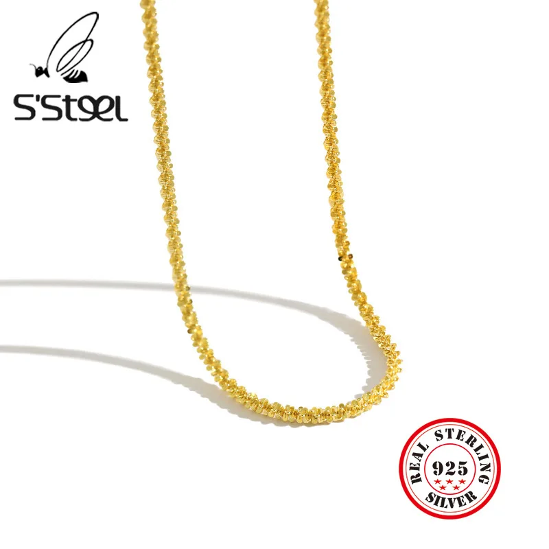 S'STEEL 925 пробы серебряные Чокеры Цепочки и ожерелья Золото Colier Femme 2021 Regalos Para Mujer