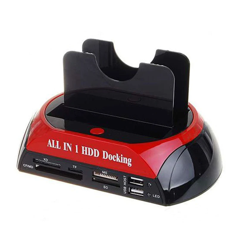 Док станция для жестких дисков с двойным отсеком USB 2.0A SATA IDE кардридером и
