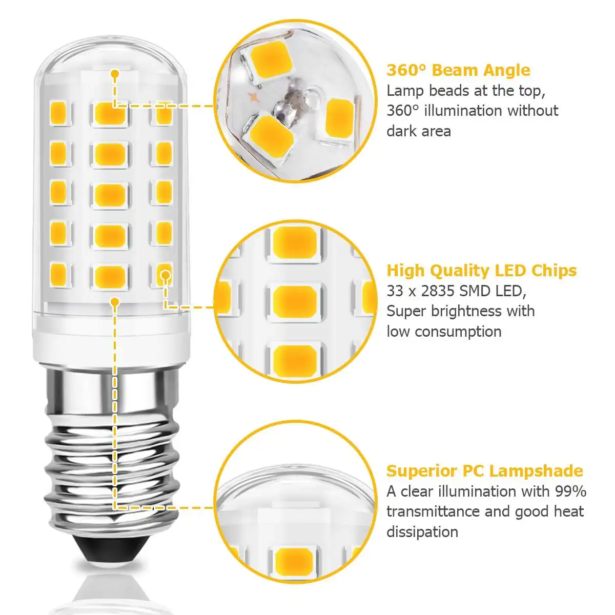 KingSo 5 PCS E14 Светодиодная лампа Кукурузная AC230V 3000K 5W 500Lm Керамическое основание для