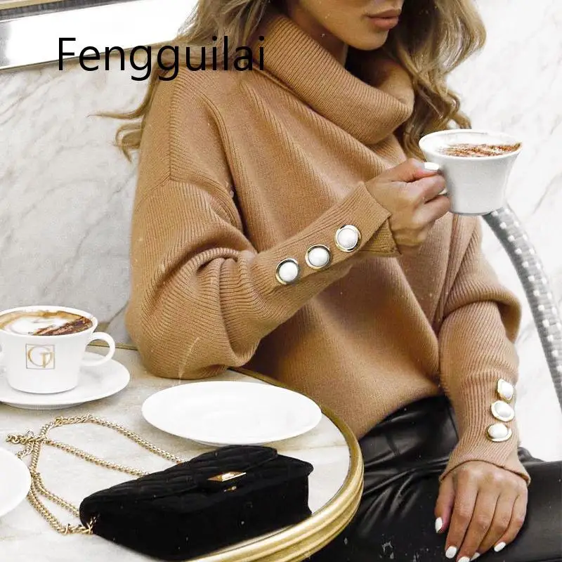 

Casual Turtleneck Sweatshirts Women Autumn Winter Plus Size Pullovers Female Button Elegant Ladies Long Sleeve Sweatshirt