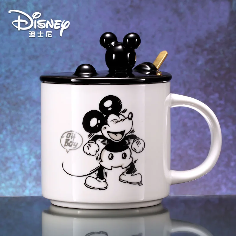 Disney чашка для воды большой емкости керамическая крышка чашка с ложкой необычная Кружка Мода Мультфильм Молоко Кофе Кружка - Цвет: D