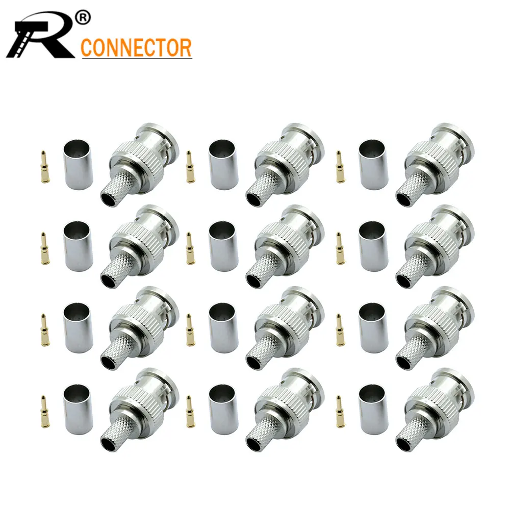 

12/50/100pcs High Quality BNC Male Crimp Type Soldering Connector for CCTV System BNC Female Jack Couple Conector RG58/RG59/RG6