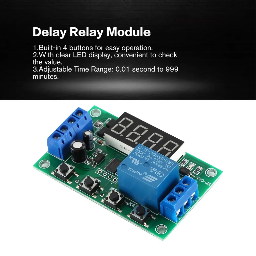 DC 5V 5A Adjustable LED Display Delay Relay Module Power Off Timer Control Switch Board PCB YYC-2S | Инструменты