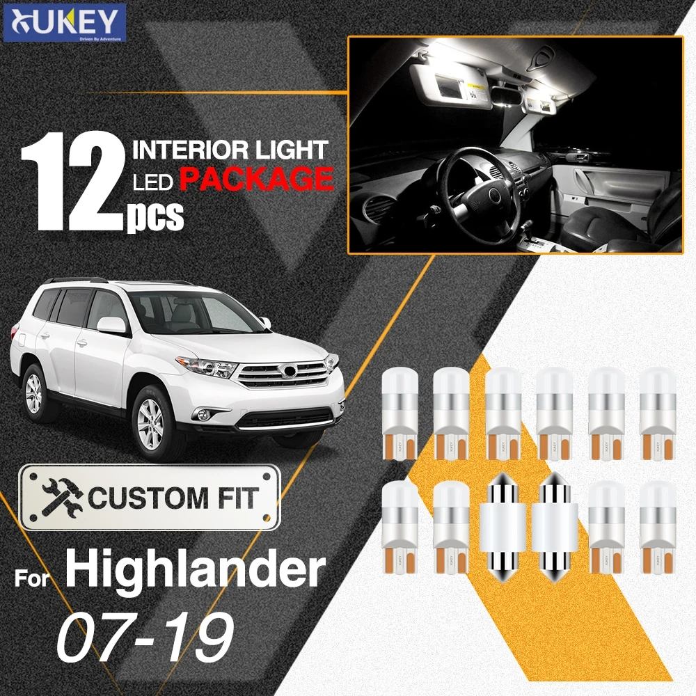 Комплект светодиодсветильник ламп Xukey для салона Toyota Highlander XU50 2007-2019 12 шт. |