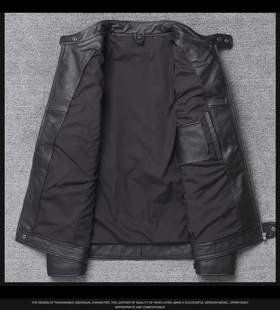 Chaqueta cuero hombre куртка кожаная куртка популярная мужская куртка из натуральной кожи тонкая байкерская куртка крутая 19037-5