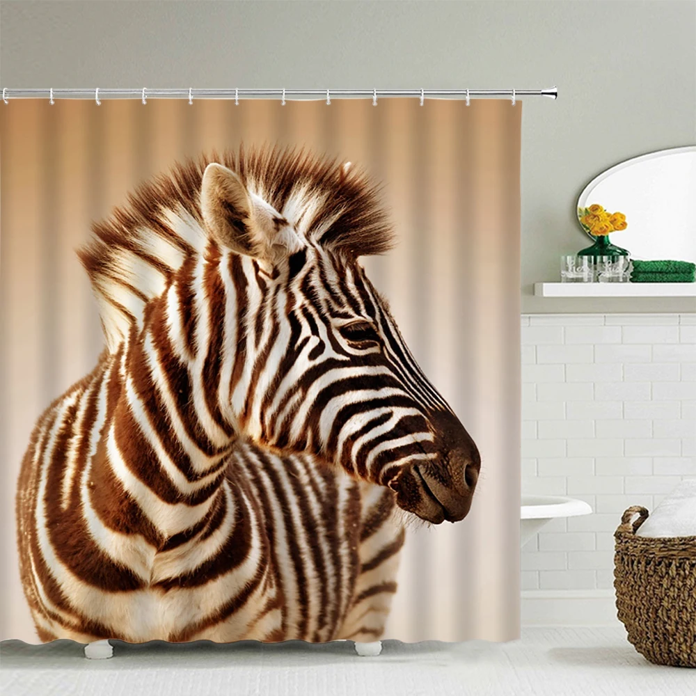 

Zebra Animals Shower Curtains Bathroom Curtain Waterproof With Hooks 3d Printing 180*200cm Decoration Bath Screen