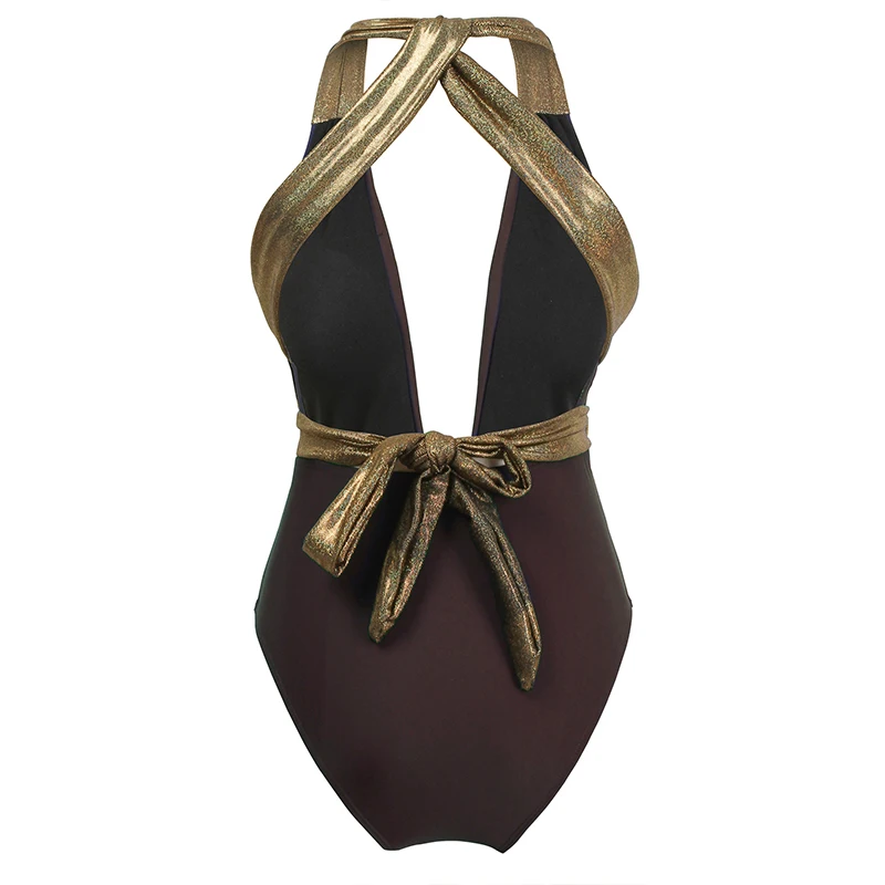 Женский слитный купальник In-X пикантный с v-образным вырезом Бандажное бикини