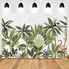 Фон Nitree с изображением белой кирпичной стены, тропических растений, животных, фламинго, фон для фотосъемки, фоны для студийных съемок