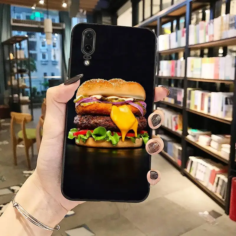 

hamburger funny cute Cartoon Phone Case For Huawei honor Mate P 10 20 30 40 i 9 8 pro x Lite smart 2019 nova 5t