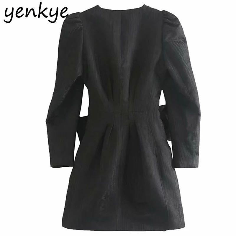 Женское винтажное офисное платье-блейзер черное платье-трапеция с v-образным