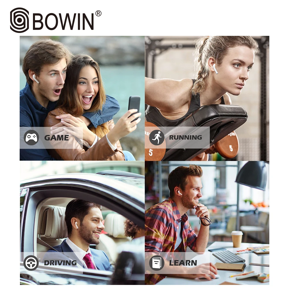 

BOWIN I7s TWS Bluetooth 5.0 Wireless Headphones sport Earbuds With Mic Headphones with Charging Pod For all smartphones