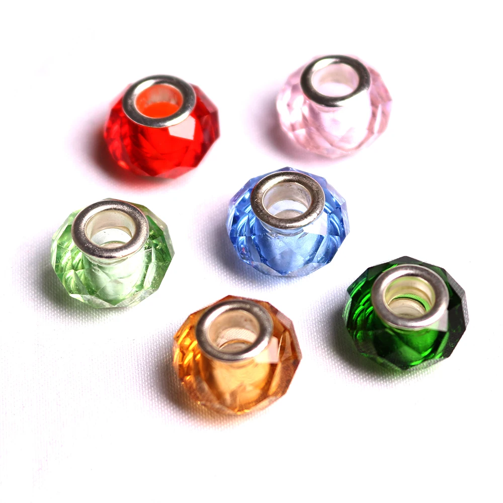 100 шт./лот оптовая продажа большое отверстие разделитель бисера 8*14 мм Хрустальное