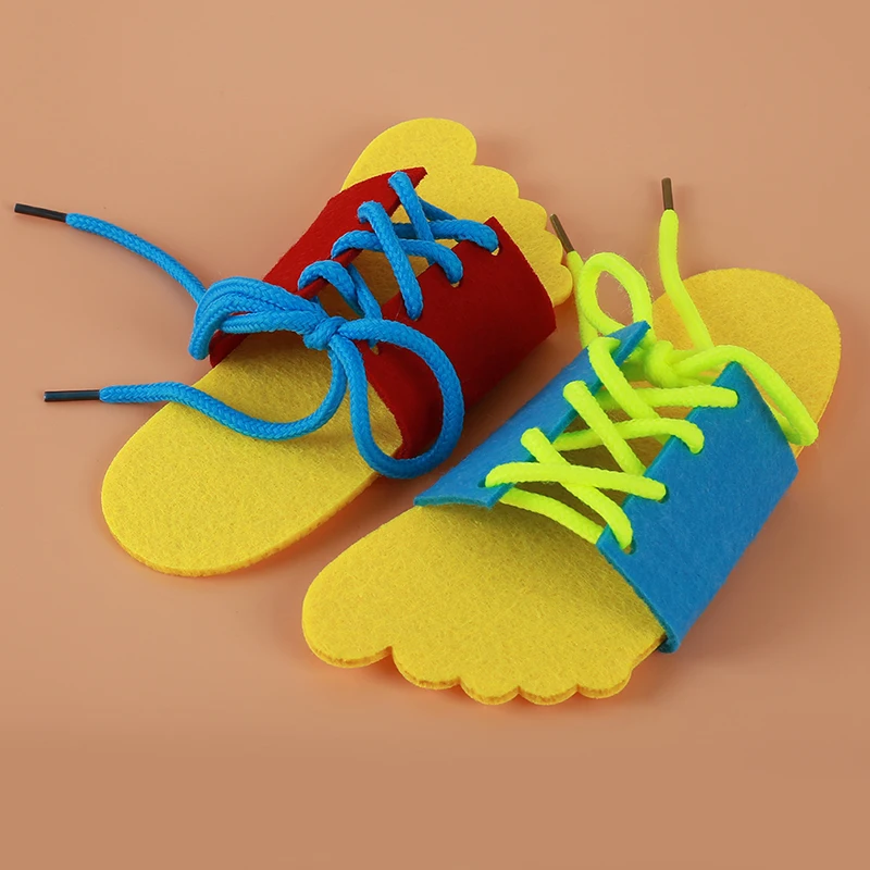 

Clever Children Wooden Lacing Shoes Kids Early Educational Toy Toddler Kids Teaching Tie Shoelaces Toy
