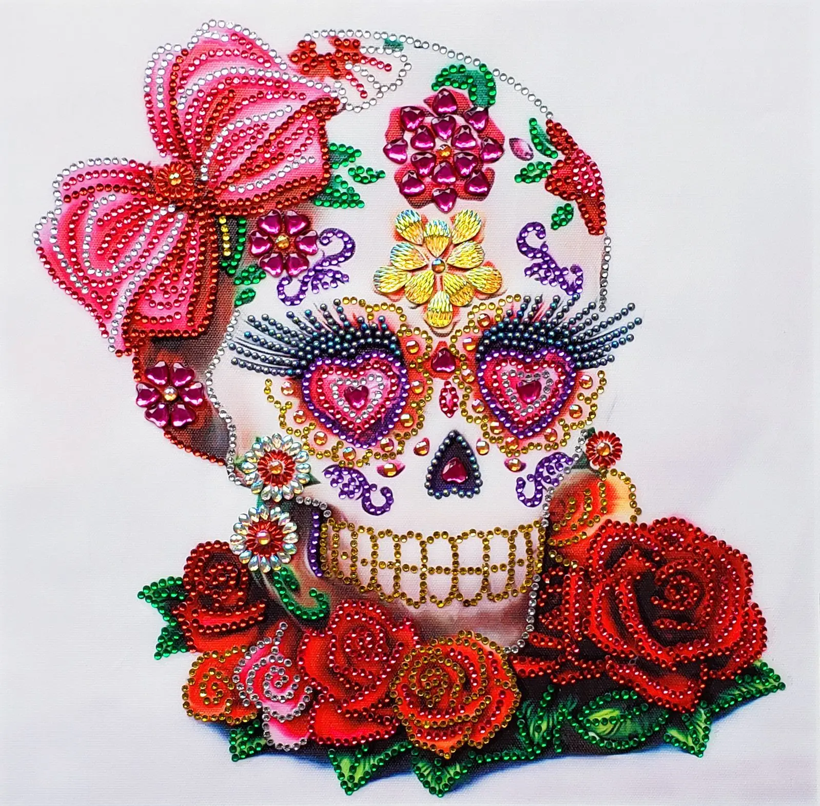 5d алмазная картина в форме ромбовидного розового черепа вафельная часть