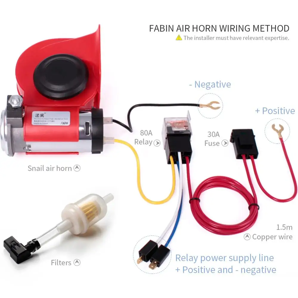 

FARBIN Car Horn 12V/24V 150db Super Loud Air Horn with Compressor, Compact Horn Kit for Any Vehicle