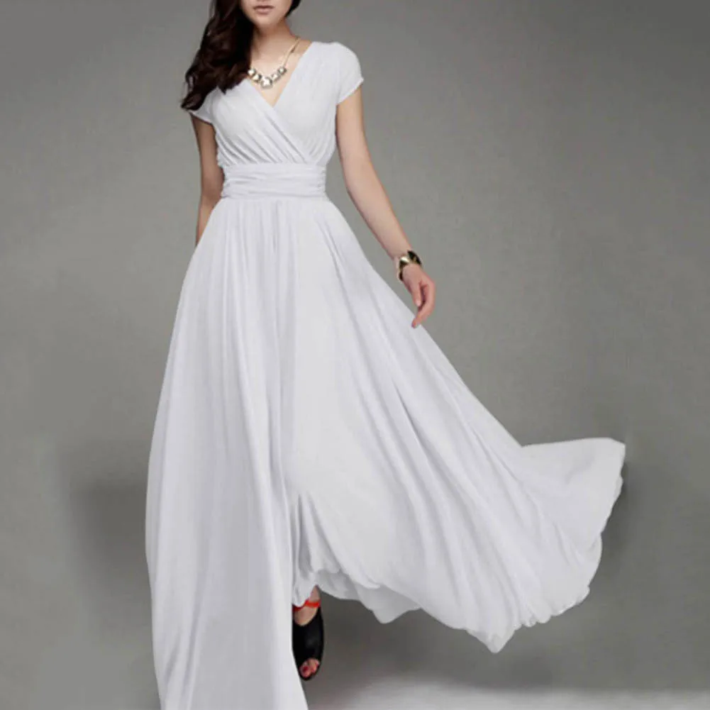 Женское платье размера плюс однотонное женское вечернее с v образным вырезом