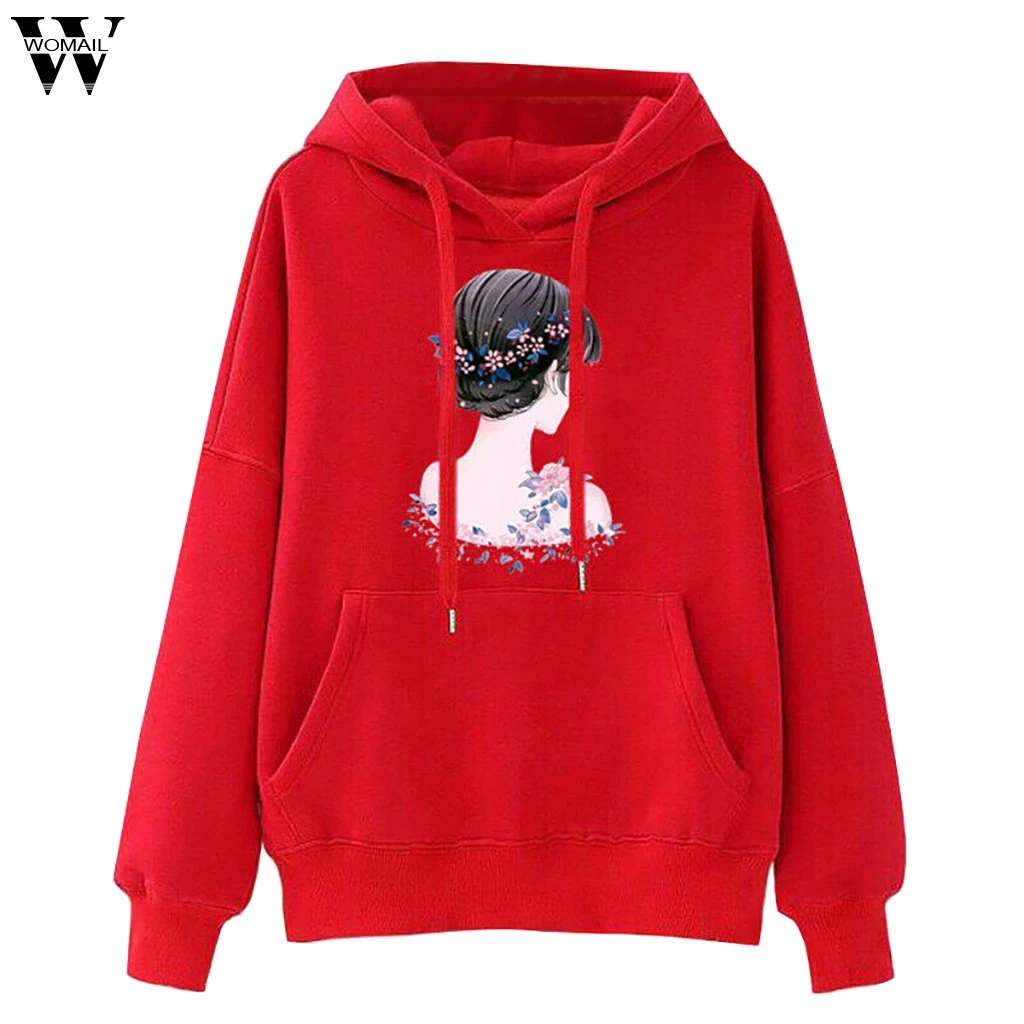 

Womail Sweatshirt Fashion Womens Long Sleeve Hoodie Pockets Drawstring Sweatshirts autumn women cute Women Sweatshirt M-2XL