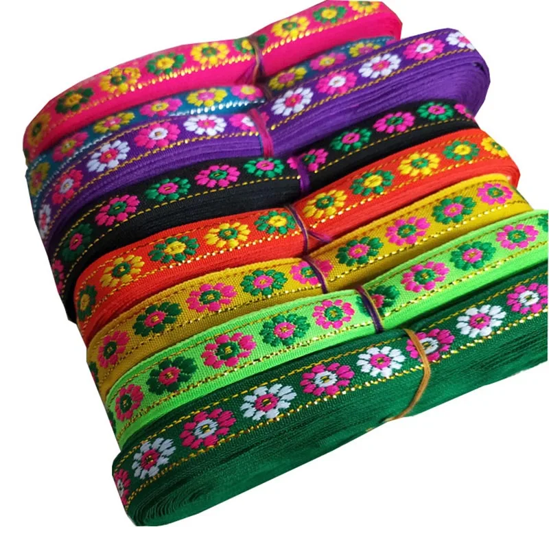 7 ярдов 12 мм винтажная Этническая вышивка кружевная лента Бохо жаккардовая