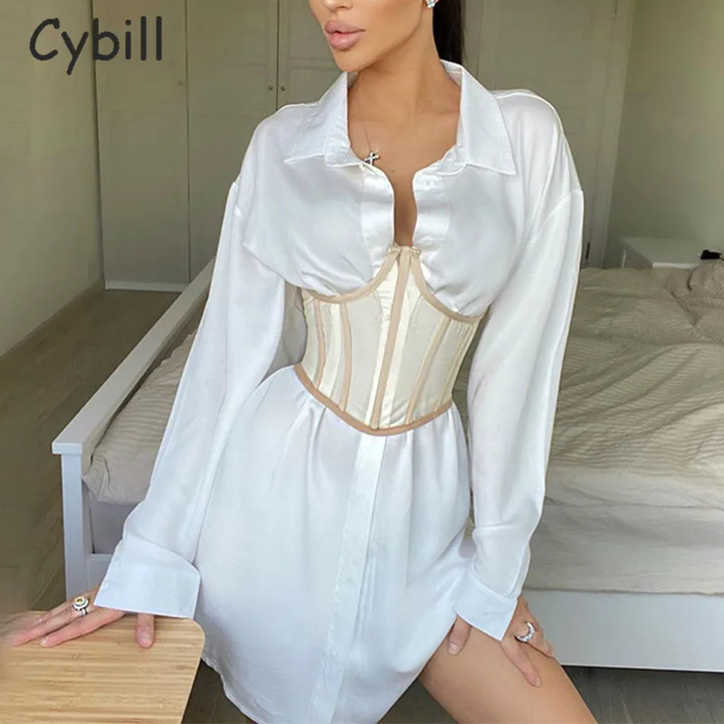 Платье-рубашка Cybill женское с отложным воротником повседневное Короткое