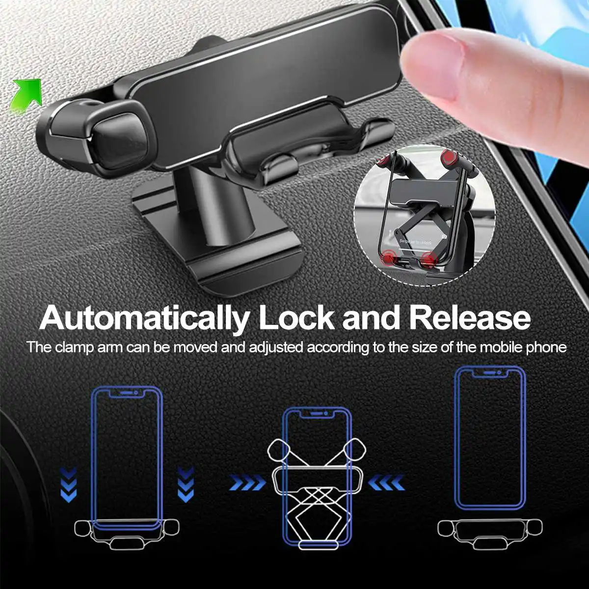 

3.8-8 inch Car Mobile Phone GPS Holder Gravity Car Cell Phone Stand Clamp 360 Adjustable Shock-proof Mobile Phone Holder