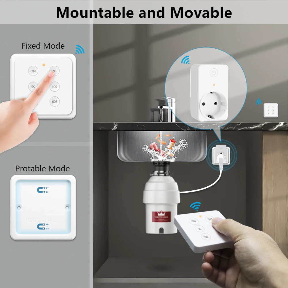 LoraTap EU KR беспроводной кухонный процесс утилизация мусора переключатель таймер 16А