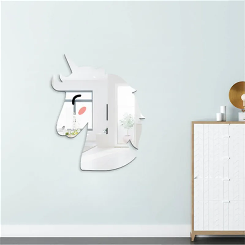 Нордический стиль Единорог акриловые зеркальные наклейки на стену для детской