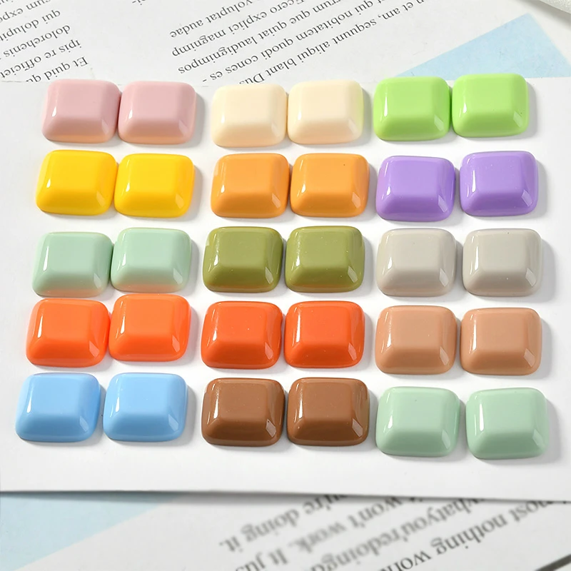 

Pure color color square resin patch half ball jewelry material accessories DIY handmade earrings ear clip ear nail