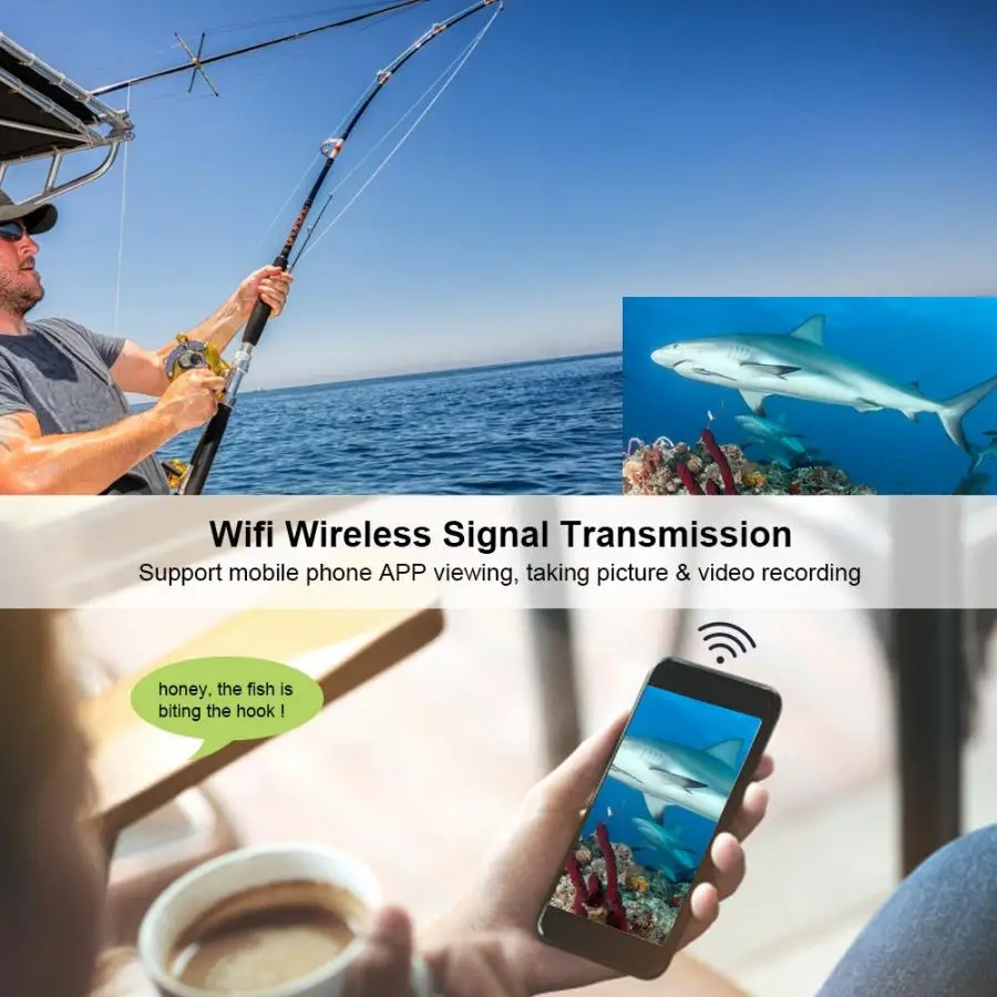 720P WiFi 6LED IP68 подводная видеокамера 49 2ft кабель для рыбалки и дайвинга 100 240V|Камеры