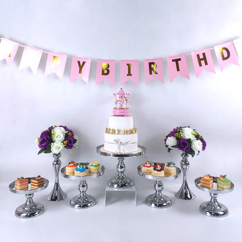 7 шт. гальваническое покрытие серебристого цвета Кекс Свадебный торт подставка