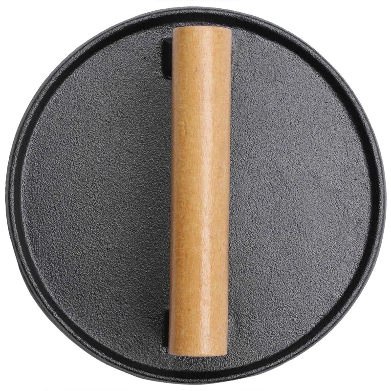 

Handle Steak Plate Professional Meat Press BBQ Cast Iron Grill BBQ Tool Cast Iron