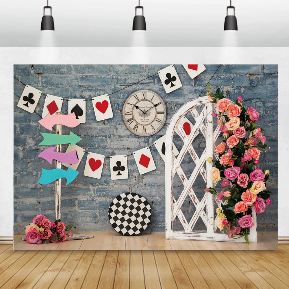 

Фон для фотосъемки с 3D рисунком казино игральные карты серый экран цветы венок кирпичная стена день рождения детский фон для фотосъемки