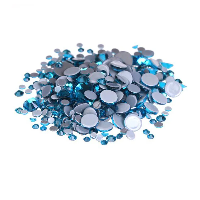 

Украшения для дизайна ногтей из голубого циркона класса AAA, стеклянные кристаллы, стразы горячей фиксации для одежды, аксессуары для одежды