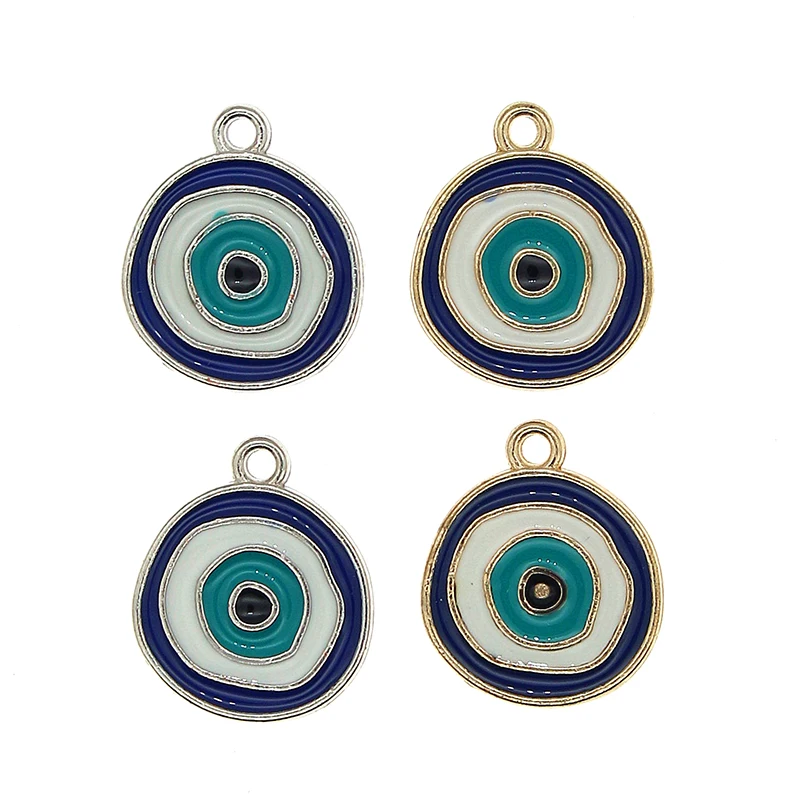 

10 шт./лот Очаровательная подвеска в виде турецкого глаза дьявола эмалевые синие Гламурные Круглые Подвески подходят для оригинального брас...