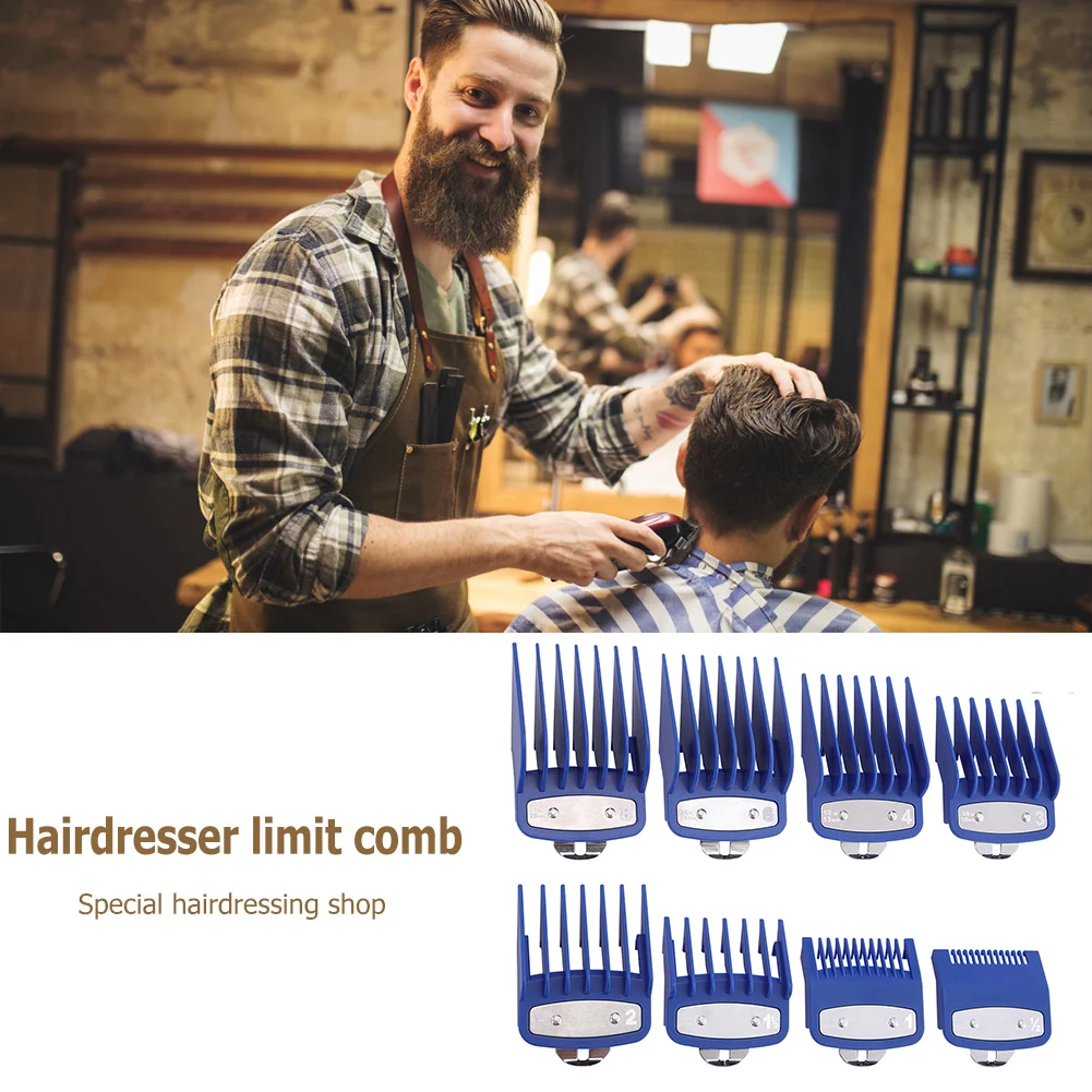 

8pcs Stainless Steel Hanging Buckle Limit Comb Universal Electric Clipper Limit Comb Positioning Comb Caliper